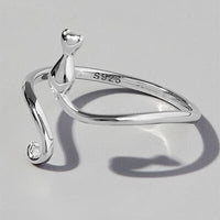 Cat Shape Ring 925 Sterling Silver Adjustable Luxury Tarnish Free Dainty Rings