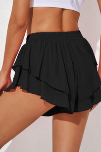 Layered Mid-Rise Waist Active Skirt Tennis Skirt Women’s Sports Skirt with shorts