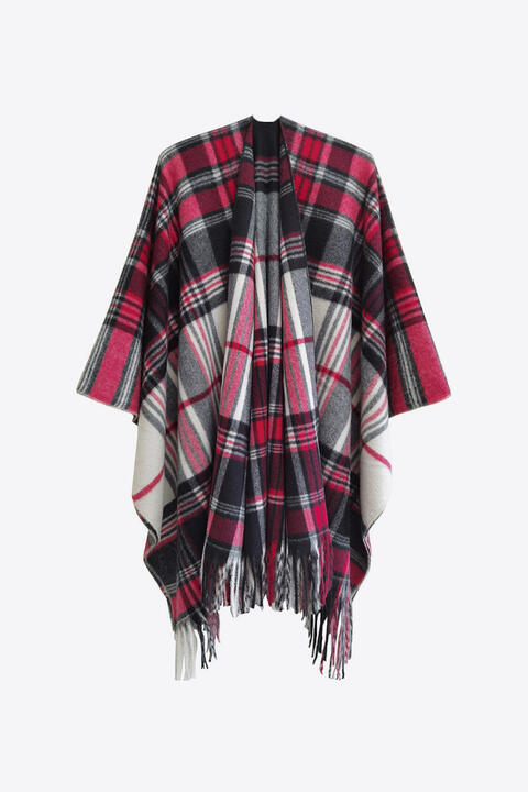 Plaid Fringe Detail Polyester Scarf