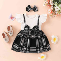 Baby Girl Fashion Plaid Print Bow Detail Dress Baby Fashion Clothing and gifts