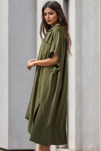 dress, long dresses, t shirt dress, button up dress, casual dresses, olive green dress