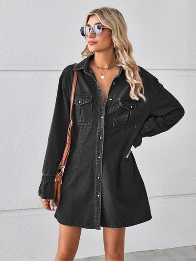 Dresses, women’s fashion, cute clothes, women’s clothing, denim dress, short denim dress, casual dresses