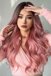 Pink Hair Wig Fashion Wave Synthetic Long Wigs in Pink 26'' inches