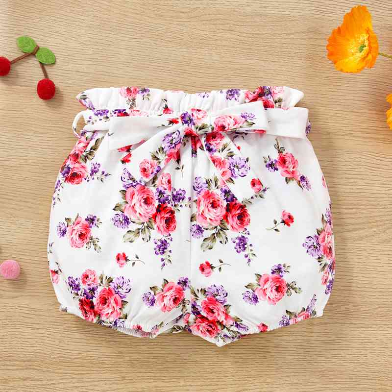 Decorative Button Tank and Floral Shorts Set Baby Fashion clothing and gifts