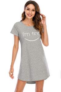 Pajama Dress Women's Nightgown Graphic Round Neck Short Sleeve Lounge Dress