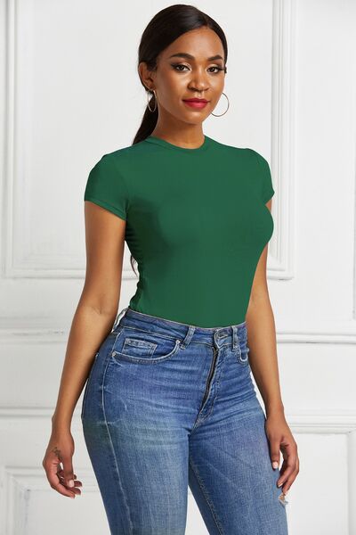 Round Neck Short T Shirt Sleeve Bodysuit