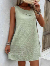 Women's Casual Short Dress Asymmetrical Neck Sleeveless Mini Dress