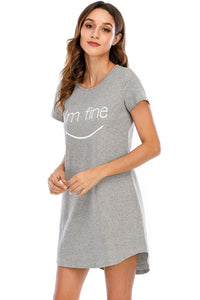 Pajama Dress Women's Nightgown Graphic Round Neck Short Sleeve Lounge Dress