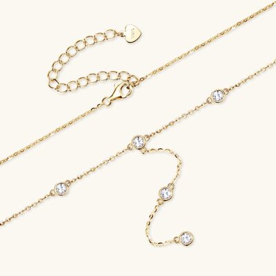 Lariat Necklace 18K Gold Plated 925 Sterling Silver 1.1 Carat Moissanite 925 Sterling Silver