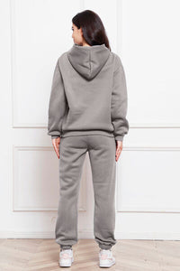 Drop Shoulder Long Sleeve Hoodie and Pants Set, 2 Piece Sweater and Pants Set