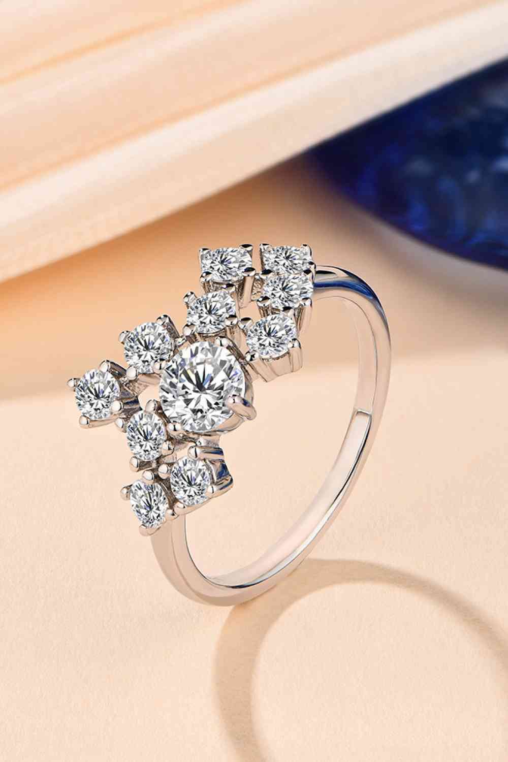 1.2 Carat Moissanite 925 Sterling Silver Statement Ring