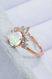 Rose Gold Opal RIng 925 Sterling Silver