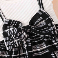 Baby Girl Fashion Plaid Print Bow Detail Dress Baby Fashion Clothing and gifts