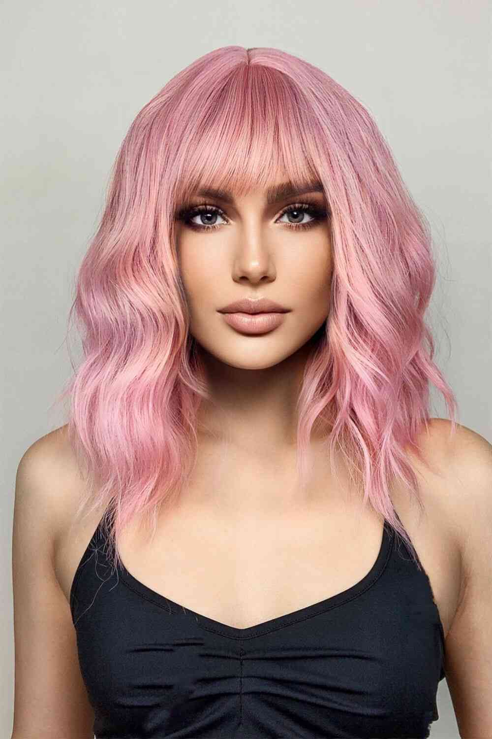 Pink BoB Wavy Synthetic Wigs 12 inch Short Curly Hair Wig