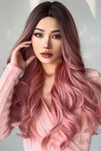 Pink Hair Wig Fashion Wave Synthetic Long Wigs in Pink 26'' inches