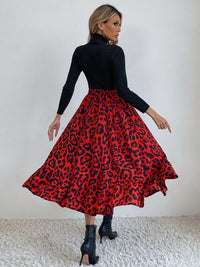 Printed Ruffle Hem Midi Skirt