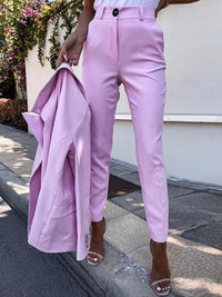 Women's Suit Work Attire Blazer and Trouser Matching Set Lapel Collar Long Sleeve Blazer and Pants Set