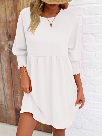 Round Neck Lantern Long Sleeve Casual Mini Dress