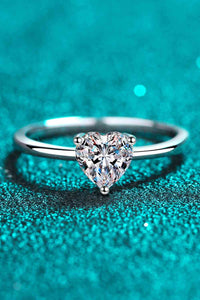 Heart-Shaped Moissanite Solitaire Ring 925 Sterling Silver Luxury Dainty Rings