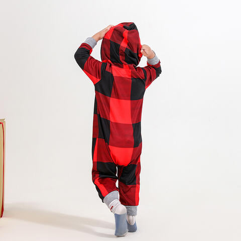 BABY Clothing Pajamas Onesie BEAR Graphic Plaid Hooded Jumpsuit