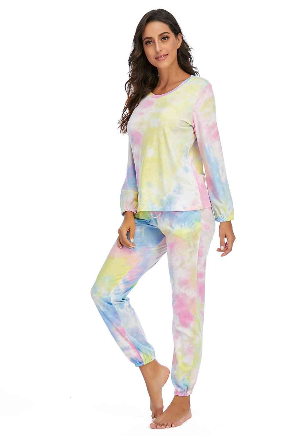 Tie-Dye Top and Drawstring Pants Lounge Set Casual Women's Fashion