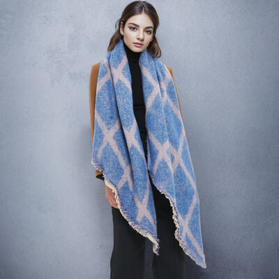 Raw Hem Polyester Fashion Oversized Scarf KESLEY