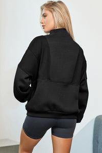 Half Zip Dropped Shoulder Sweatshirt Womens Fashion