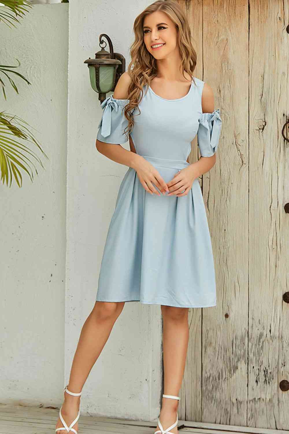 Cutout Tied Cold-Shoulder Casual Dress New Womens Fashion Cute Dresses Off The Shoulder