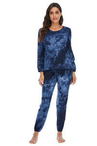 Tie-Dye Top and Drawstring Pants Lounge Set Casual Women's Fashion