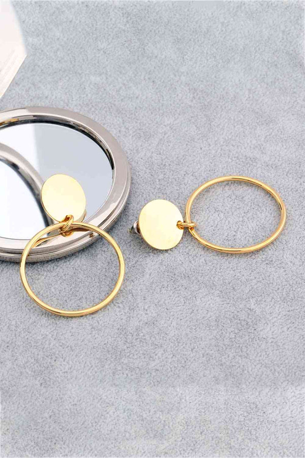 Circle Drop Statement Earrings 18k Gold-Plated Stainless Steel Drop Big Earrings