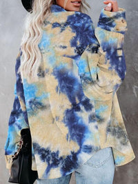 Tie-Dye Button Up Collared Neck Fashion Tie Dye Long Sleeve Shirt