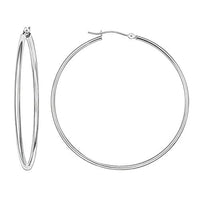 14k White Gold Classic Round Hoop Earrings (45mm (1.8 inch))