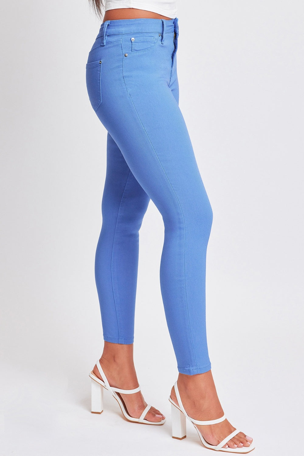 Mid-Rise Skinny Pants Hyperstretch Baby Blue Tight Skinny Jeans Petite and Plus Size Pants Fashion