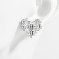 Heart Stud Earrings 925 Sterling Silver Zircon Hypoallergenic Luxury Statement Earrings