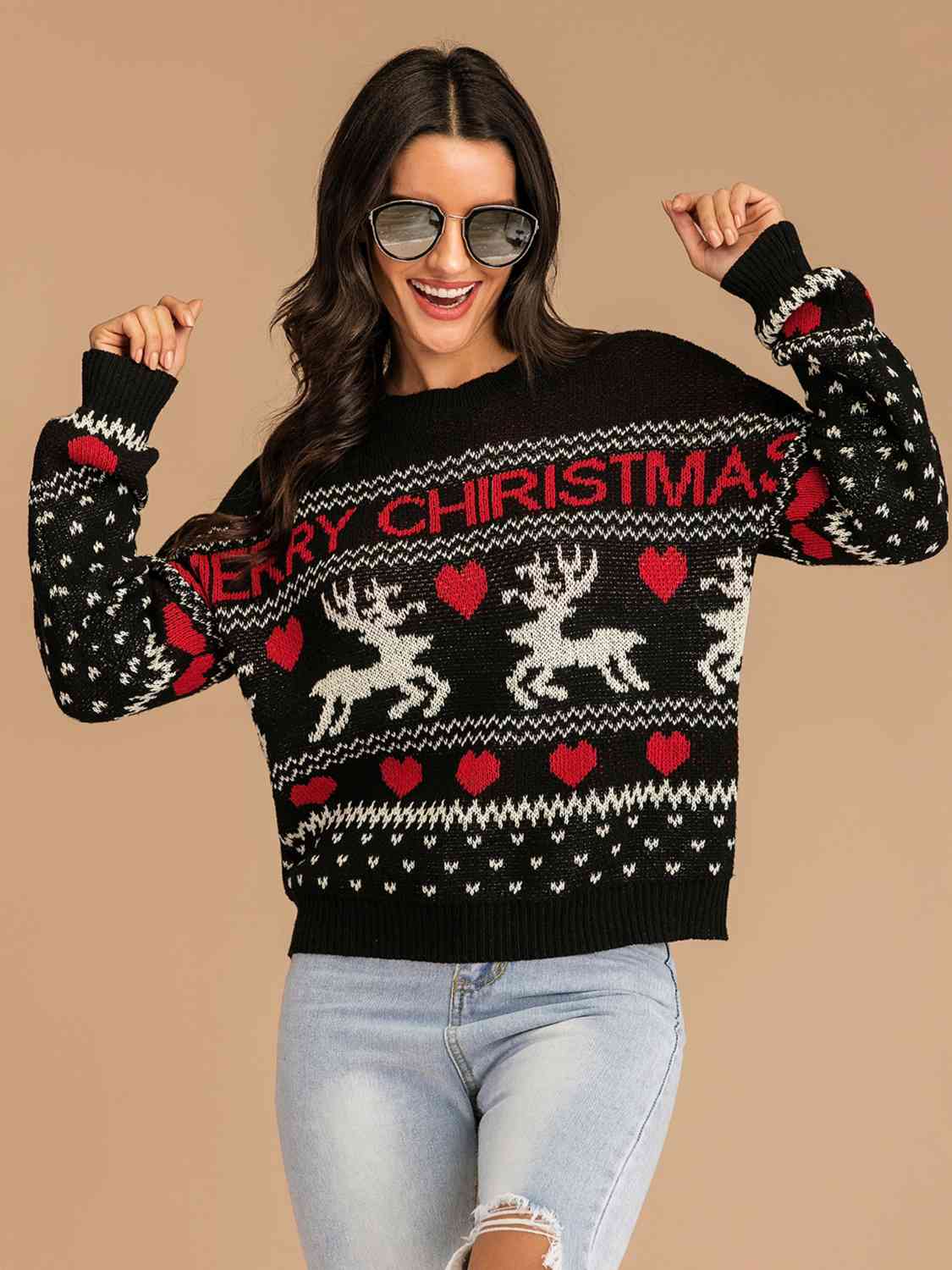 MERRY CHRISTMAS Round Neck Sweater