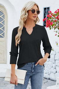 Eyelet Frill Notched T-Shirt