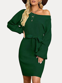 Sweater dress Tie Waist Long Sleeve Mini Dress