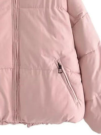 Women's Zip Up Puff Drawstring Winter Coat with Pockets Winter Fashion Outerwear