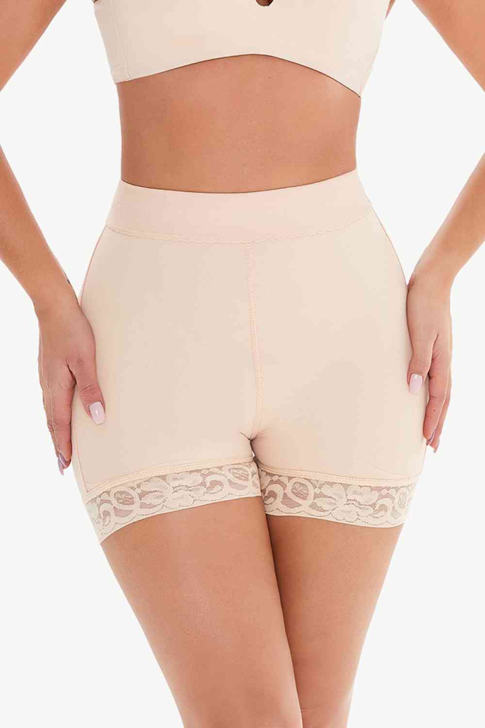 Lace Trim Body Shaping Shorts Full Size Petite and Plus Size Butt Lifting Shorts