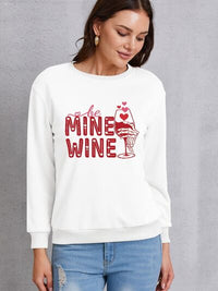 Fashion Sweater BE MINE WINE Round Neck Long Sleeve Sweatshirt Womens Fashion and Gifts