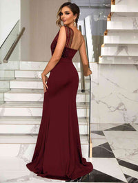 Women's One-Shoulder Elegant Rhinestone  Formal  Maxi Dress