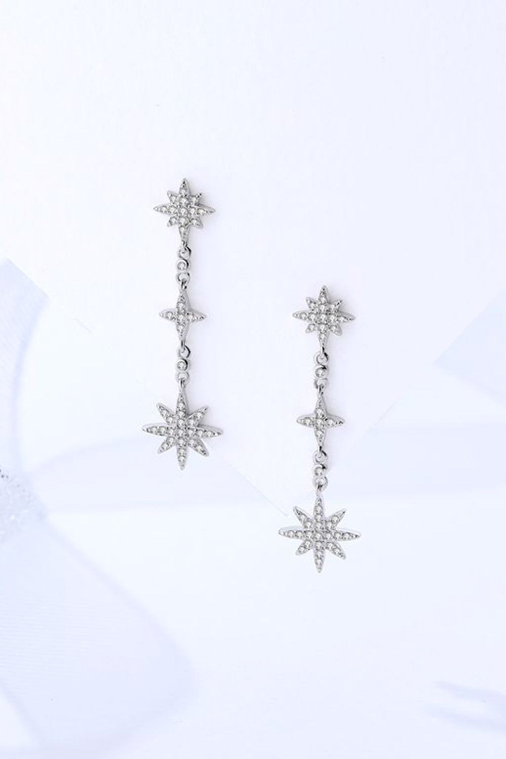 Star Dangle Earrings 925 Sterling Silver Starburst Jewelry