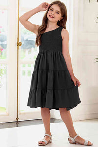 One-Shoulder Sleeveless Tiered Dress Girls Fashion Kids Clothing