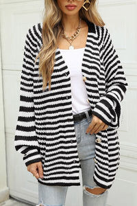 Striped Button Up Long Sleeve Cardigan Women’s Open Sweater