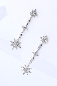 Star Dangle Earrings 925 Sterling Silver Starburst Jewelry