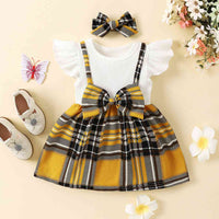 Baby Girl Fashion Plaid Print Bow Detail Dress Baby Fashion Clothing and gifts