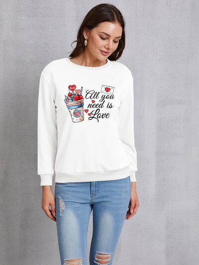 ALL YOU NEED IS LOVE Round Neck Sweatshirt Fashion Valentines Sweaters