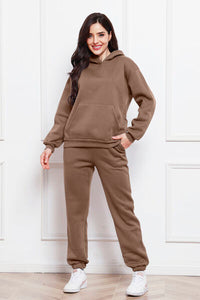 Drop Shoulder Long Sleeve Hoodie and Pants Set, 2 Piece Sweater and Pants Set