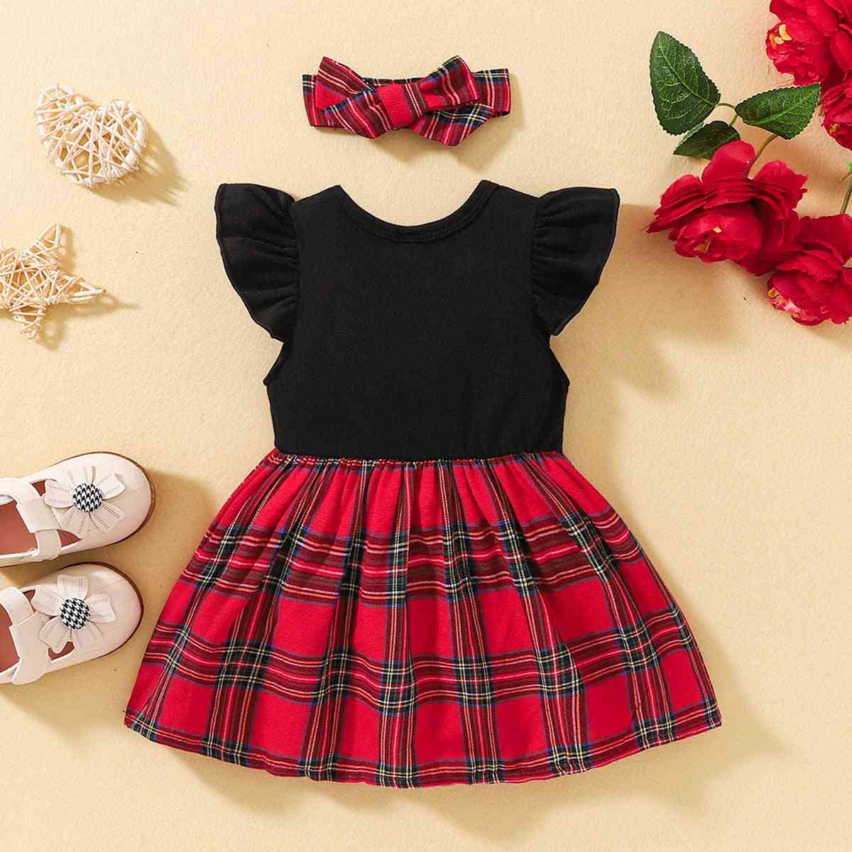 Plaid Bow Detail Round Neck Dress Baby Girl Fashion Clothing and Gifts Baby Fashion