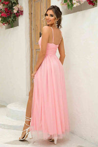 Evening Dress Asymmetrical Ruched Slit Evening Formal Party Dress